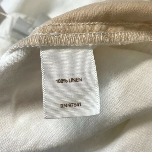 Pure Jill Womens High Rise Flat Front Linen White Slim Cropped Pant Sz LP Petite - Picture 7 of 8